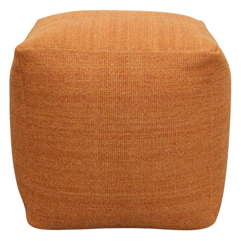 Remi Pouf in Handwoven Contemporary Orange Wool