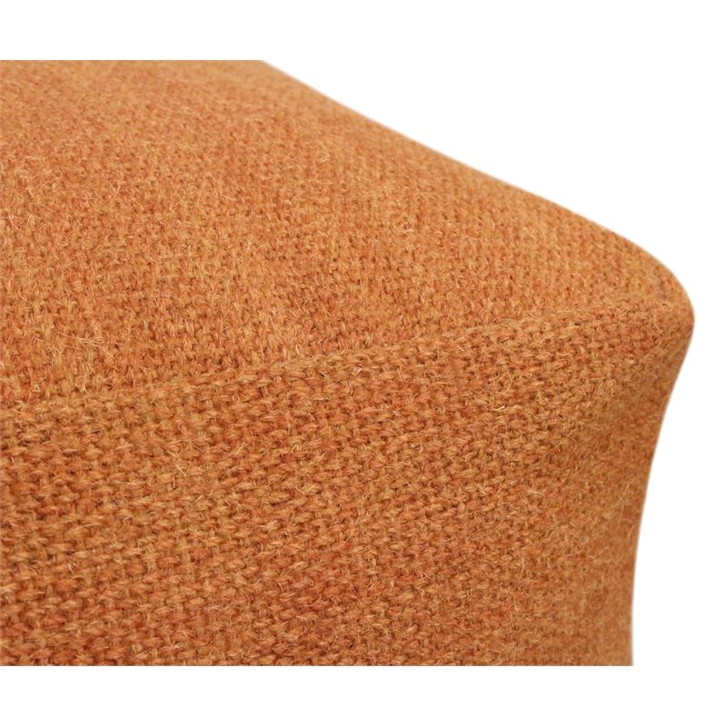 Remi Pouf in Handwoven Contemporary Orange Wool