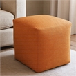 Remi Pouf in Handwoven Contemporary Orange Wool