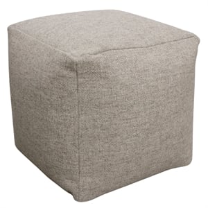 Remi Pouf in Handwoven Contemporary Silver Wool