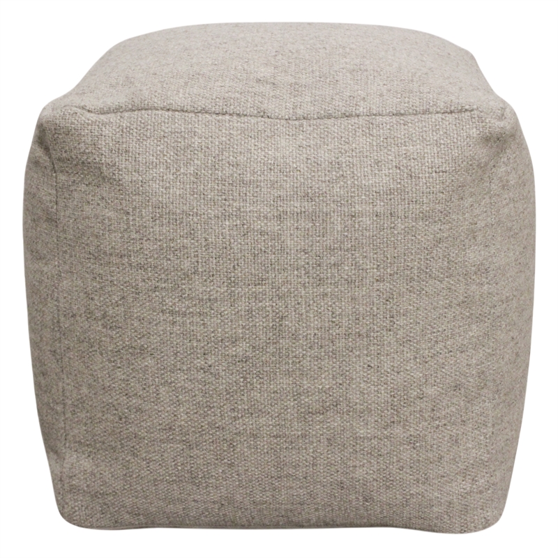 Remi Pouf in Handwoven Contemporary Silver Wool