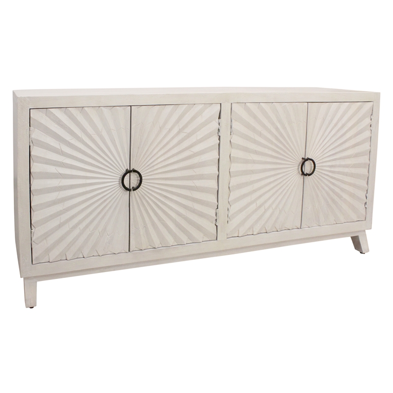 Bayside 4-Door Sideboard in Mid-century Ivory on Solid Wood
