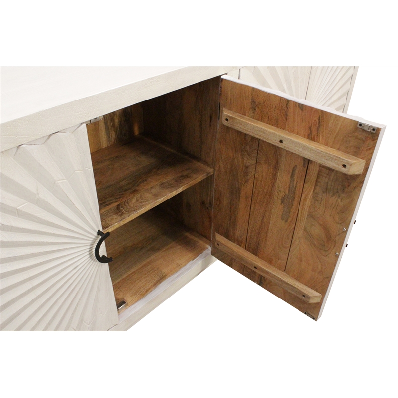 Bayside 4-Door Sideboard in Mid-century Ivory on Solid Wood