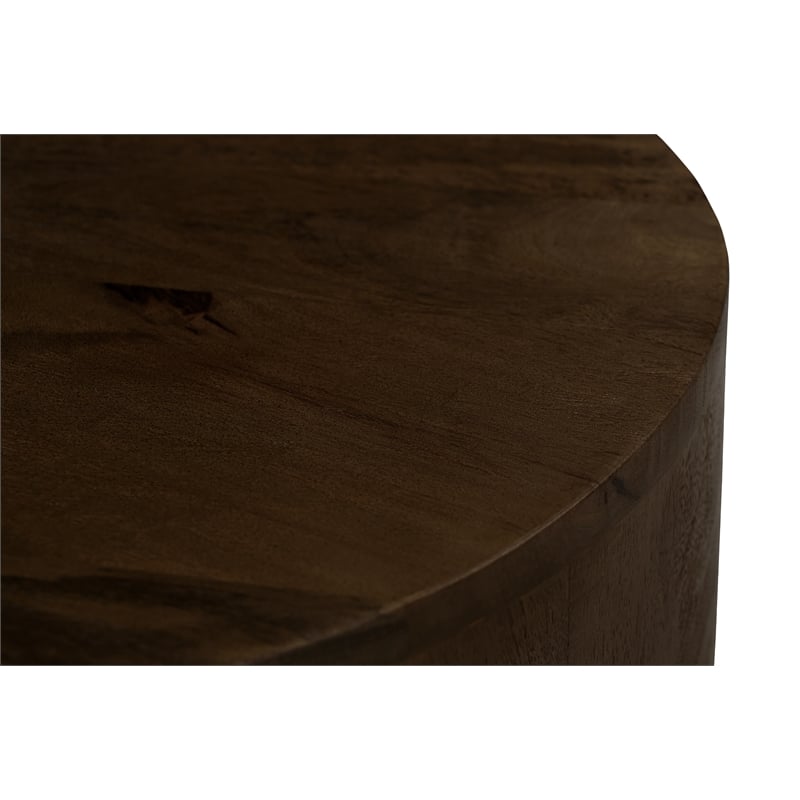 Flagstaff Round Side Table in Modern Barista Brown Finish on Solid Wood