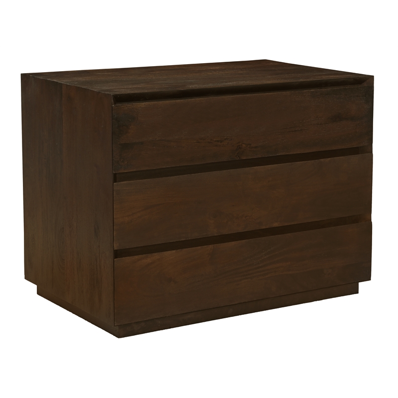 Flagstaff 3-Drawer Nightstand in Modern Barista Brown Finish on Solid Wood
