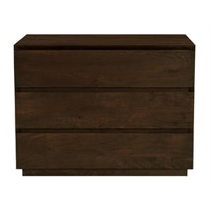 Flagstaff 3-Drawer Nightstand in Modern Barista Brown Finish on Solid Wood