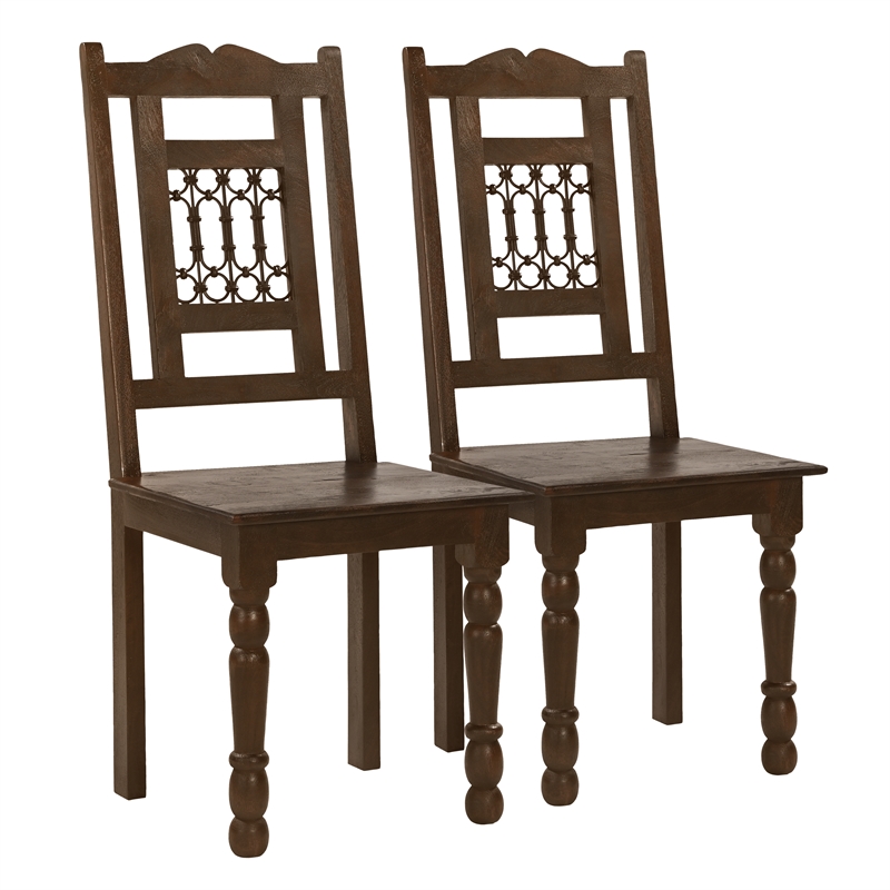 Bliss Dining Chair 2-Piece Set in Traditional Barista Brown on Solid Wood