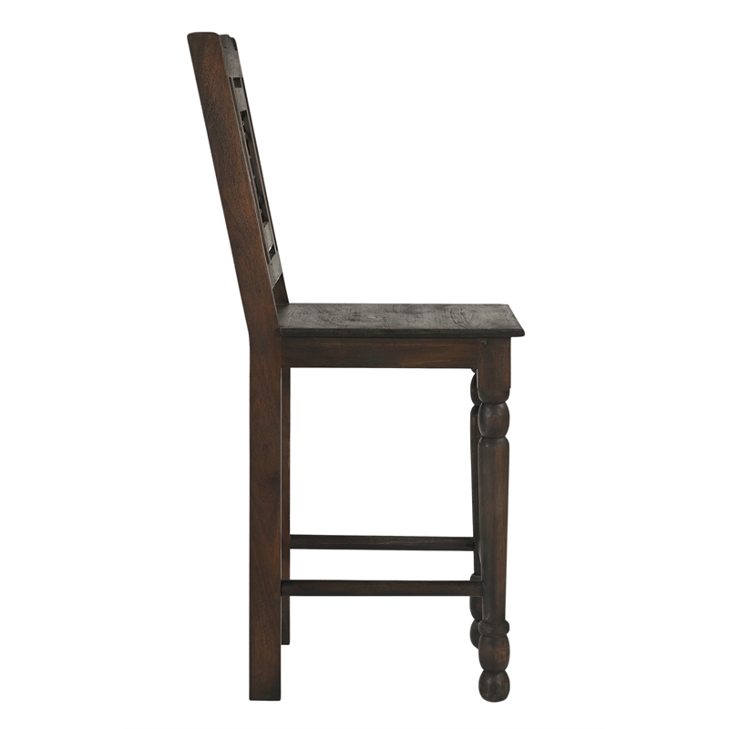 Bliss Counter Chair 2-Piece Set in Traditional Barista Brown on Solid Wood
