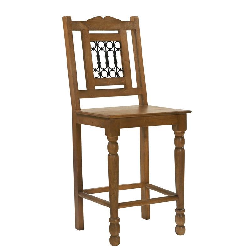 Bliss Counter Chair 2-Piece Set in Traditional Spice Tan on Solid Wood