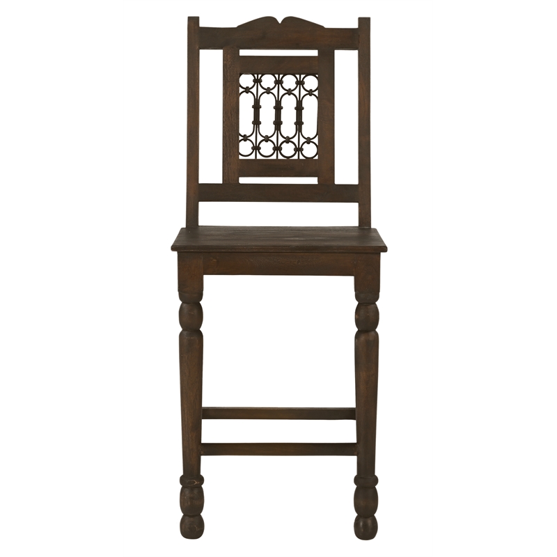 Bliss Bar Chair 2-Piece Set in Traditional Barista Brown on Solid Wood
