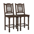 Bliss Bar Chair 2-Piece Set in Traditional Barista Brown on Solid Wood