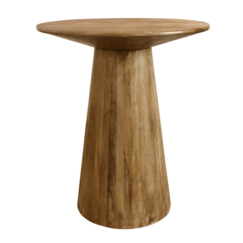 Jaden Round Counter Table in Mid-Century Distressed Natural Finish on Solid Wood