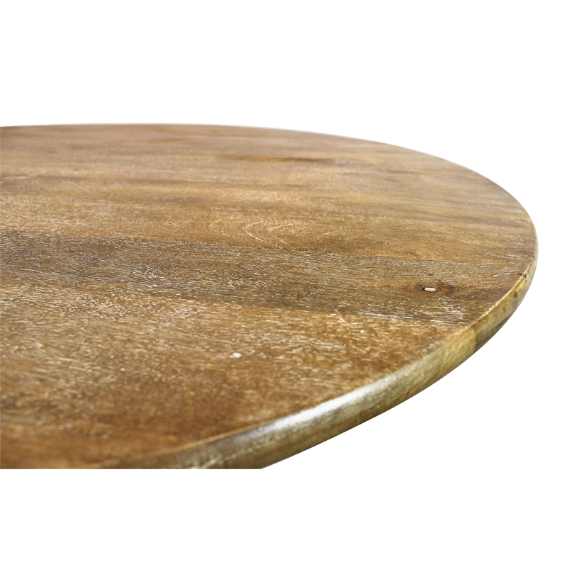 Jaden Round Counter Table in Mid-Century Distressed Natural Finish on Solid Wood