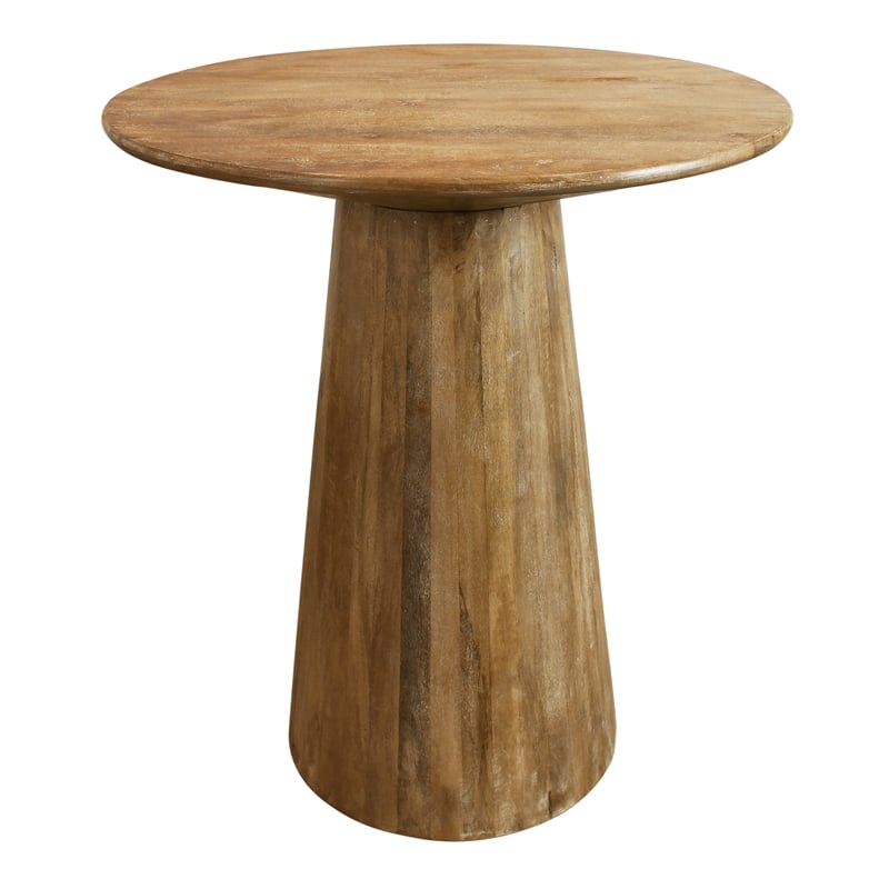 Jaden Round Counter Table in Mid-Century Distressed Natural Finish on Solid Wood