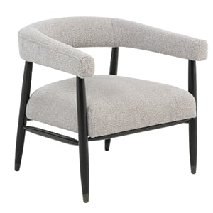 Quinn Arm Chair in Silver Boucle Fabric with Mid-century Space Black Wood Frame