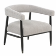 Quinn Arm Chair in Silver Boucle Fabric with Mid-century Space Black Wood Frame