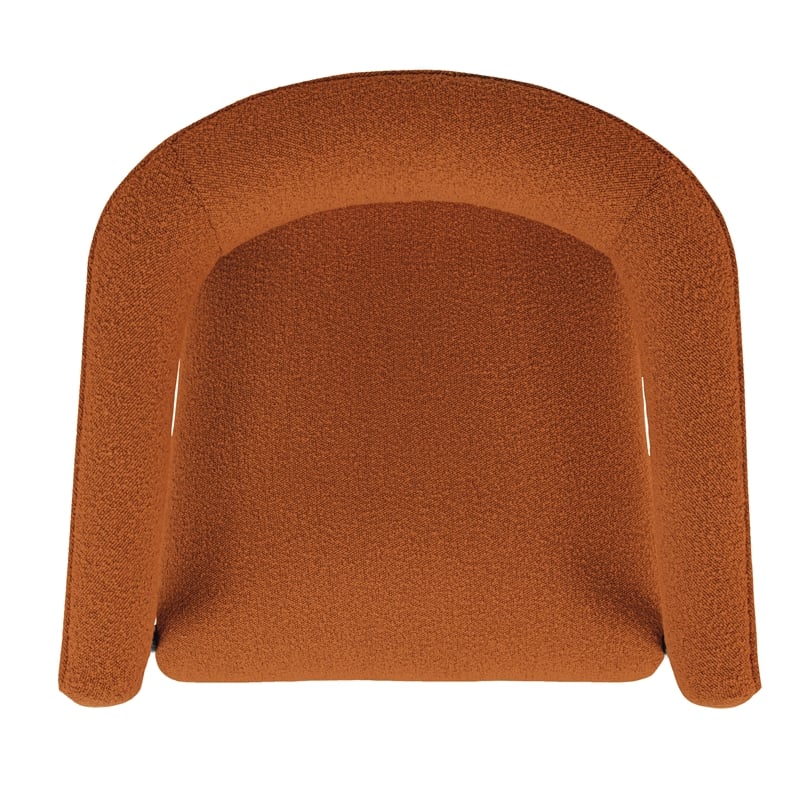 Quinn Arm Chair in Rust Boucle Fabric with Mid-century Space Black Wood Frame