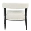 Quinn Arm Chair in Ivory Boucle Fabric with Mid-century Space Black Wood Frame