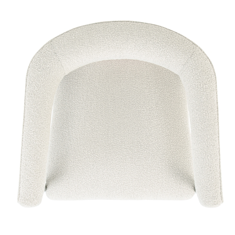 Quinn Arm Chair in Ivory Boucle Fabric with Mid-century Space Black Wood Frame