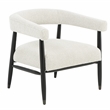 Quinn Arm Chair in Ivory Boucle Fabric with Mid-century Space Black Wood Frame