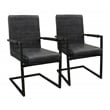 Wendy Arm Chair in Modern Antique Black Leather 2-Piece Set with Iron Base