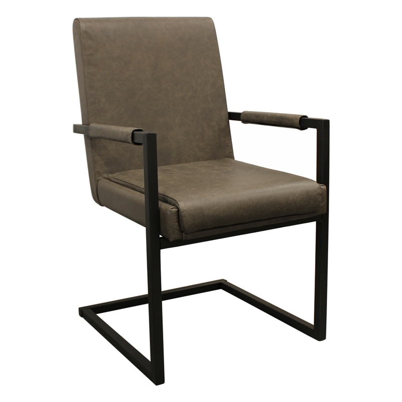 Wendy Arm Chair in Modern Gray Leather 2-Piece Set with Iron Base