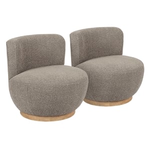 Maya Occasional Swivel Chair 2-Piece Set in Modern Silver Boucle Fabric