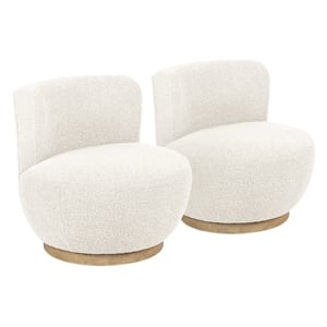 Maya Occasional Swivel Chair 2-Piece Set in Modern Ivory Boucle Fabric