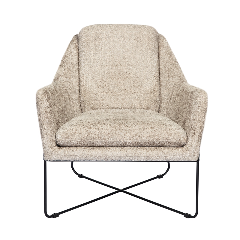 Emilia Lounge Chair 2-Piece Set in Modern Beige Boucle Fabric