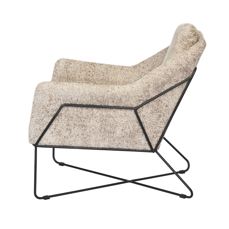 Emilia Lounge Chair 2-Piece Set in Modern Beige Boucle Fabric