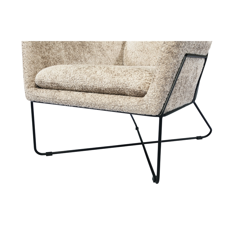 Emilia Lounge Chair 2-Piece Set in Modern Beige Boucle Fabric