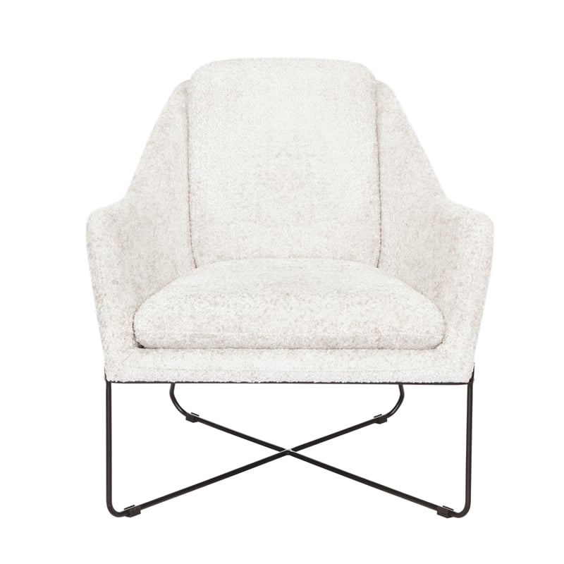 Emilia Lounge Chair 2-Piece Set in Modern Ivory Boucle Fabric
