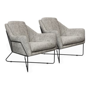 Emilia Lounge Chair 2-Piece Set in Modern Silver Boucle Fabric
