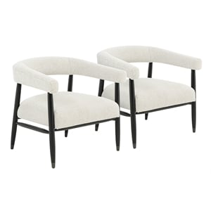 Quinn Arm Chair 2-Piece Set in Mid-Century Ivory Boucle Fabric