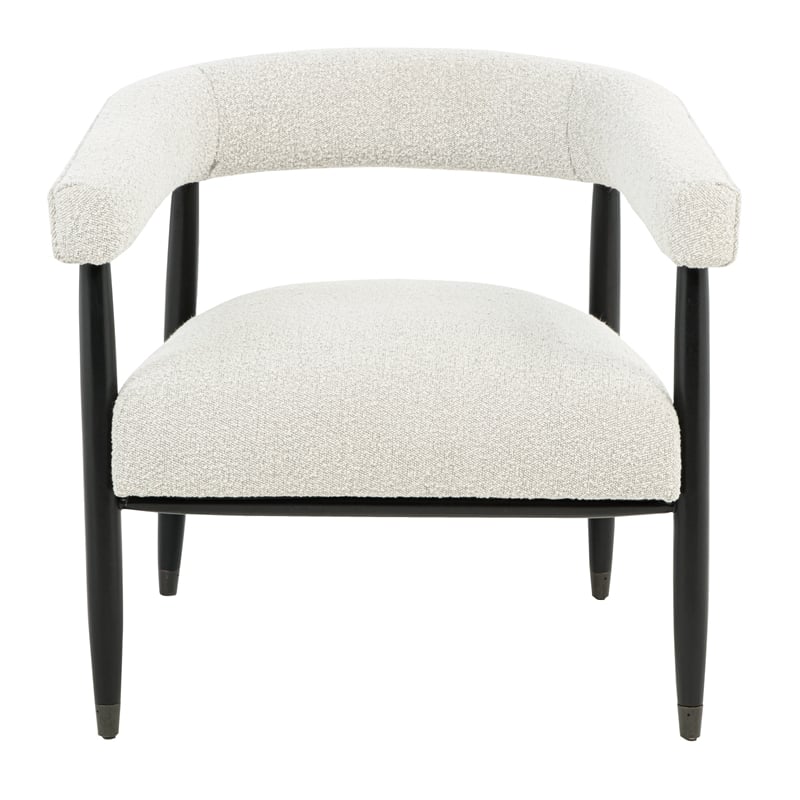 Quinn Arm Chair 2-Piece Set in Mid-Century Ivory Boucle Fabric