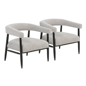 Quinn Arm Chair 2-Piece Set in Mid-Century Silver Boucle Fabric