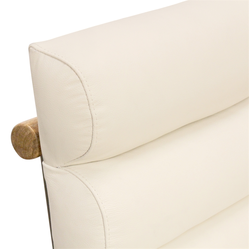 Layla Counter Height Stool in Modern Ivory Authentic Leather on Metal Frame