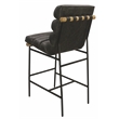 Layla Bar Height Stool in Modern Antique Black Authentic Leather on Metal Frame