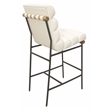 Layla Bar Height Stool in Modern Ivory Authentic Leather on Metal Frame