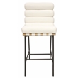 Layla Bar Height Stool in Modern Ivory Authentic Leather on Metal Frame