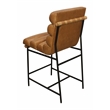 Layla Counter Height Stool in Modern Tan Authentic Leather on Metal Frame