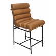 Layla Counter Height Stool in Modern Tan Authentic Leather on Metal Frame