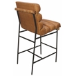 Layla Bar Height Stool in Modern Tan Authentic Leather on Metal Frame