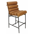 Layla Bar Height Stool in Modern Tan Authentic Leather on Metal Frame