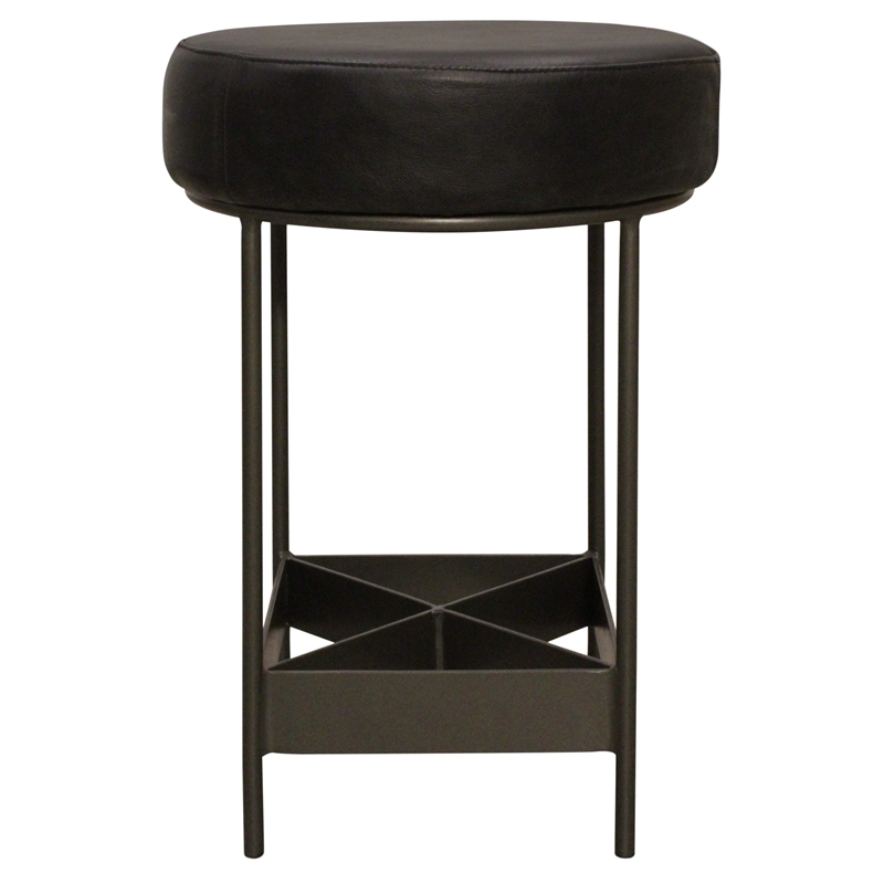 Emmett Counter Height Stool in Modern Antique Black Authentic Leather