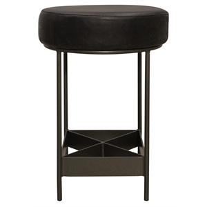 Emmett Counter Height Stool in Modern Antique Black Authentic Leather