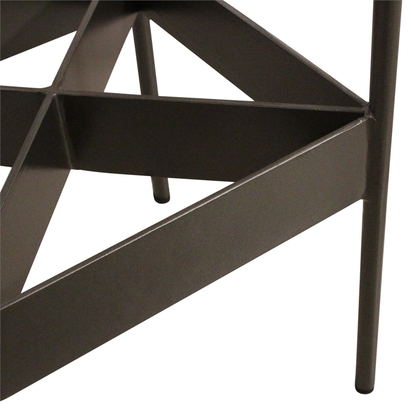 Emmett Bar Height Stool in Modern Antique Black Authentic Leather on Metal Frame