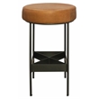 Emmett Bar Height Stool in Modern Tan Authentic Leather on Metal Frame