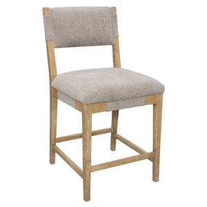 Clara Counter Height Stool in Contemporary Slate Gray Linen Fabric on Solid Wood