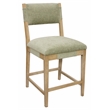 Clara Counter Height Stool in Contemporary Leaf Green Linen Fabric on Solid Wood